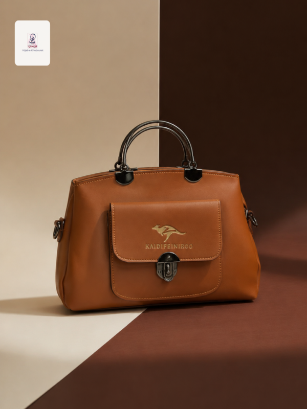 Classic Brown Satchel Handbag with Front Lock