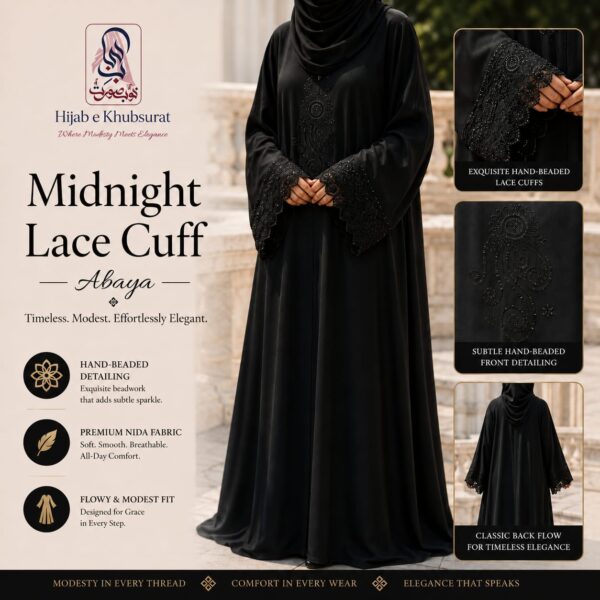 Midnight Lace Cuff Abaya